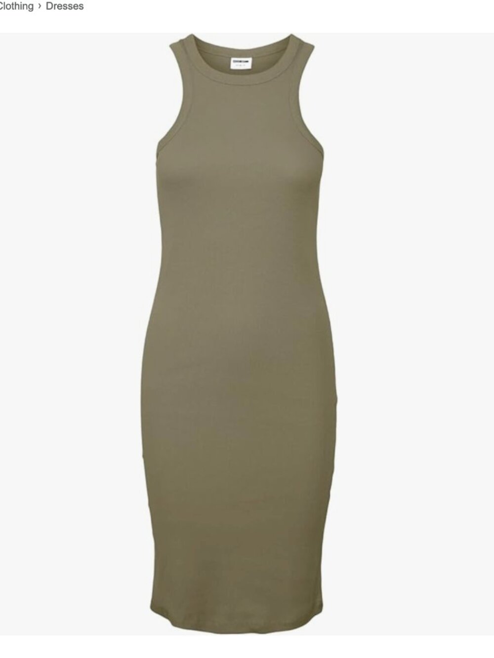 NWT Noisy May Olive Green Ribbed Basics Halter Dress Size Small